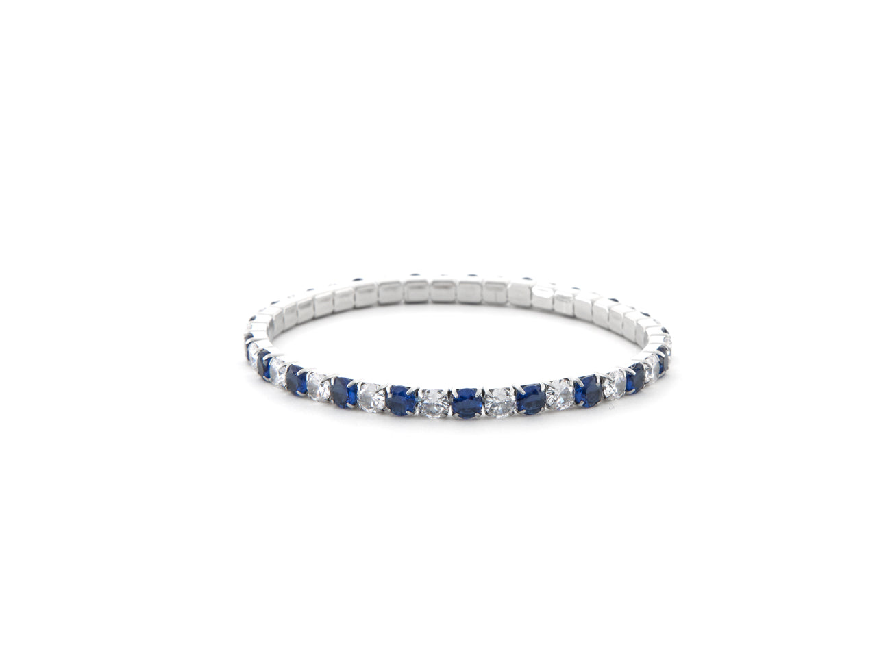 Bracciale Donna 4US Cesare Paciotti Tennis Acciaio Zirconi Blu e bianchi a molla 4UBR6670W